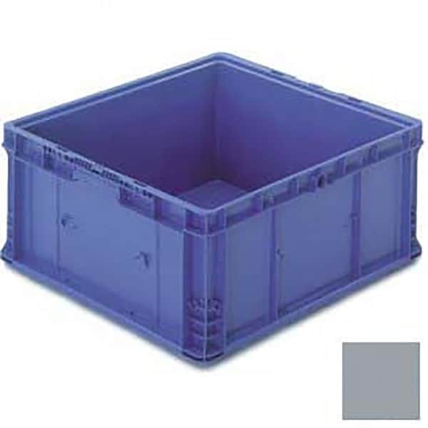 Solid Straight Wall Storage Container, 24 in L x 22-1/2 in W, Gray, Polyethylene